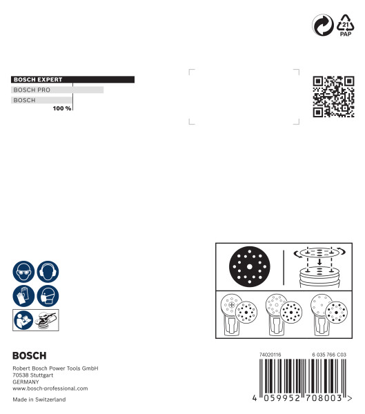 Bosch 2608902402 EXPERT Schuurschijf O780 Met Film Onderlaag - 125mm - K150 (6 Stuks) - Detailed view of the product