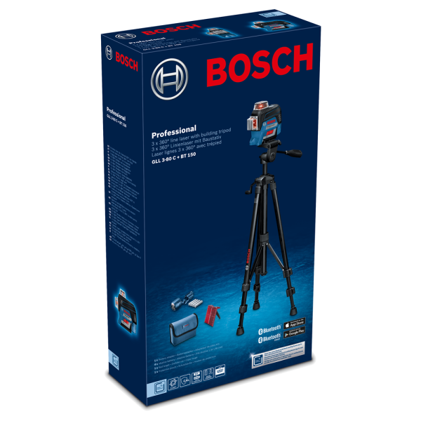 Bosch GLL 3-80 C 12V Li-Ion Accu Lijnlaser (4x 1,5-V-LR6 (AA)) + BT150 Statief - Detailed view of the product
