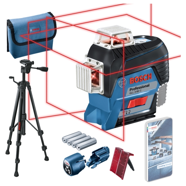 Bosch GLL 3-80 C 12V Li-Ion Accu Lijnlaser (4x 1,5-V-LR6 (AA)) + BT150 Statief