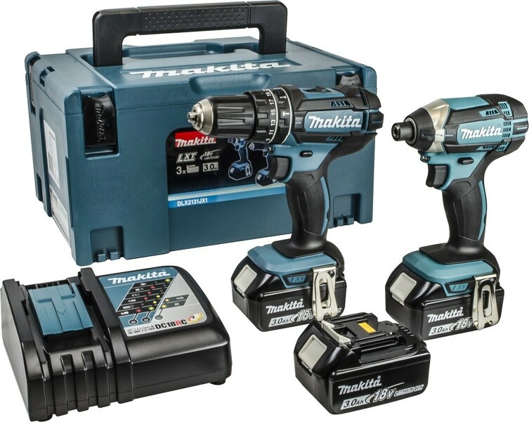 Makita DLX2131JX1 18V Li-Ion Accu Klopboor-/schroefmachine (DHP482)&Slagschroevendraaier (DTD152) Combiset (3x 3.0Ah Accu) In Mbox