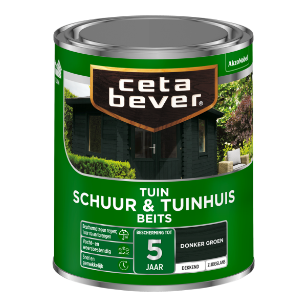 CetaBever Schuur & Tuinhuis Beits - Zijdeglans - Donkergroen - 750 ml