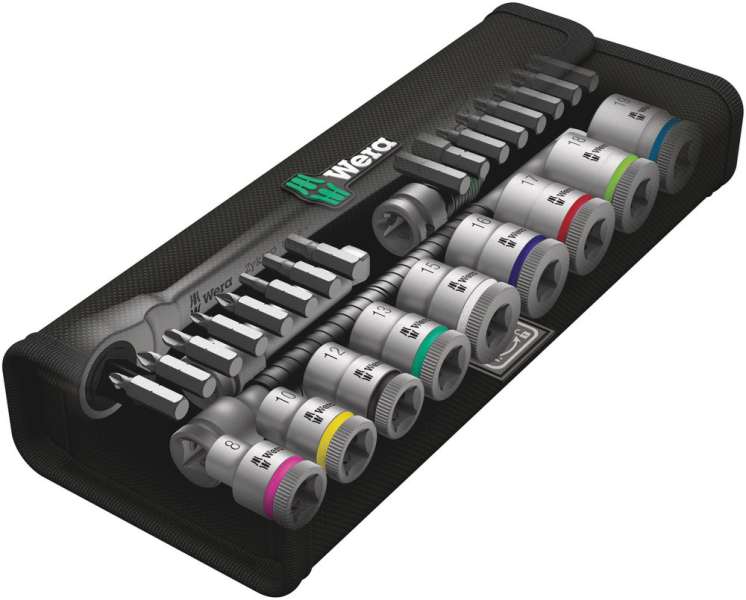 Wera 5004048001 8100 SB 8 Zyklop Metal Doppenset Met Omschakelpal - 3/8'' - Detailed view of the product