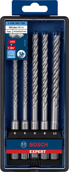 Bosch 2608900198 EXPERT 5-delige SDS Plus-7X Borenset In Cassette - 6/8/10mm - Detailed view of the product