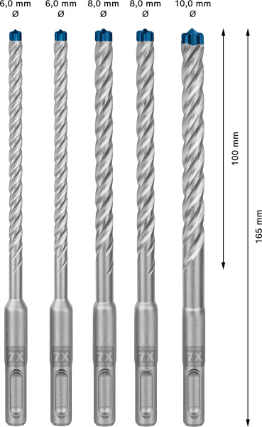Bosch 2608900198 EXPERT 5-delige SDS Plus-7X Borenset In Cassette - 6/8/10mm - Detailed view of the product