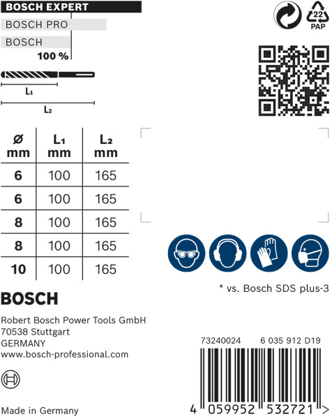 Bosch 2608900198 EXPERT 5-delige SDS Plus-7X Borenset In Cassette - 6/8/10mm - Detailed view of the product