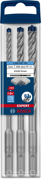 Bosch 2608900196 EXPERT 3-delige Set SDS Plus-7X 6, 8, 10mm - Detailed view of the product