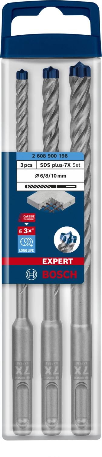 Bosch Accessories EXPERT SDS plus-7X 2608900196 Hamerboor 3-delig 6.0 mm, 8.0 mm, 10.0 mm SDS-Plus 3 stuk(s)