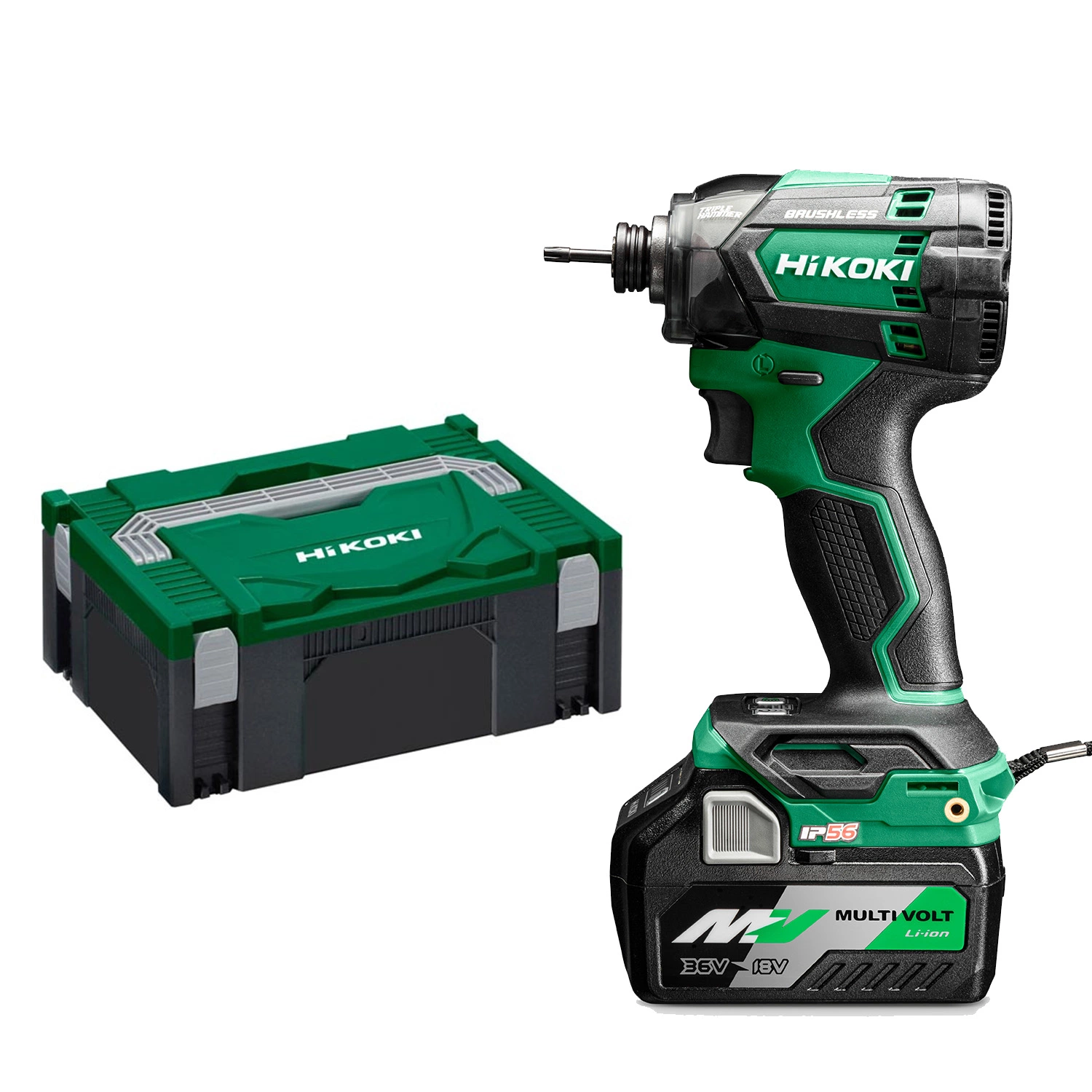 HiKOKI WH18DC WRZ Accu Slagschroevendraaier 1/4"18V - BL - 207 Nm - IP56 - MV - 2x MV-A In HSC II