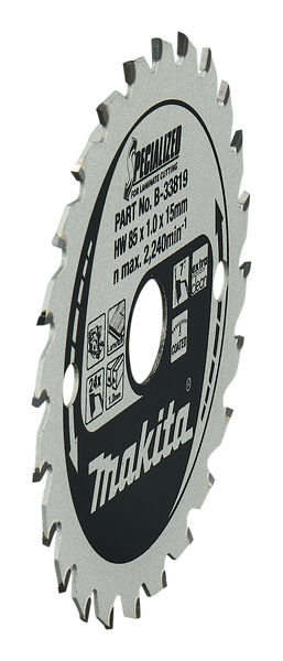 Makita B-33819 Cirkelzaagblad Laminaat - 85 X 15 X 24T - Laminaat - Detailed view of the product
