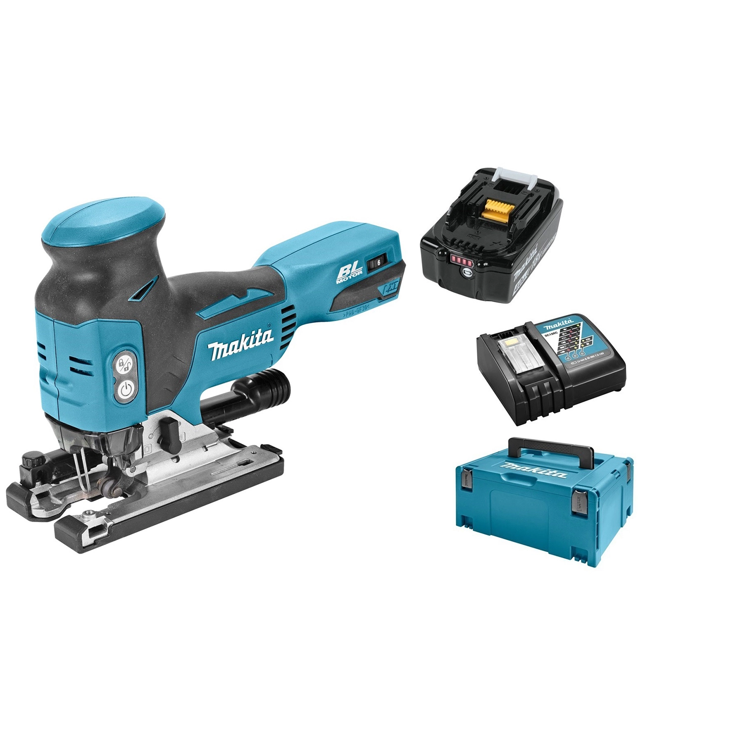 Makita DJV181RM1J 18V Li-Ion Accu Decoupeerzaag Set (1x 4.0Ah Accu) In Mbox - T-greep - Variabel - Koolborstelloos
