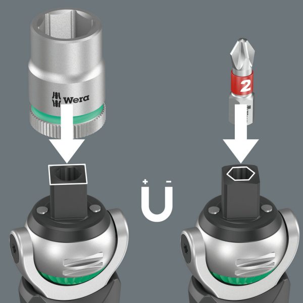 Wera 05004284001 27-delige 8009 Zyklop Pocket Set 3 Ratel- En Doppenset - 3/8"+ 1/4" - Detailed view of the product