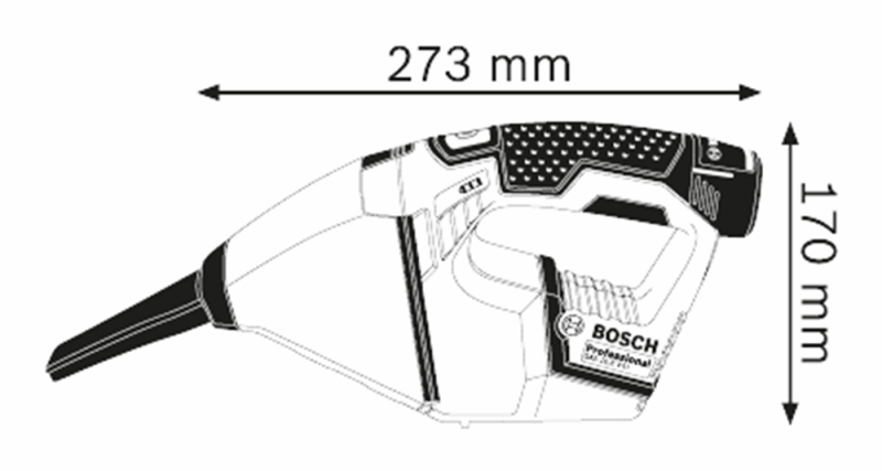 Bosch GAS 12V Li-Ion Accu Stofzuiger Body In L-Boxx - Detailed view of the product
