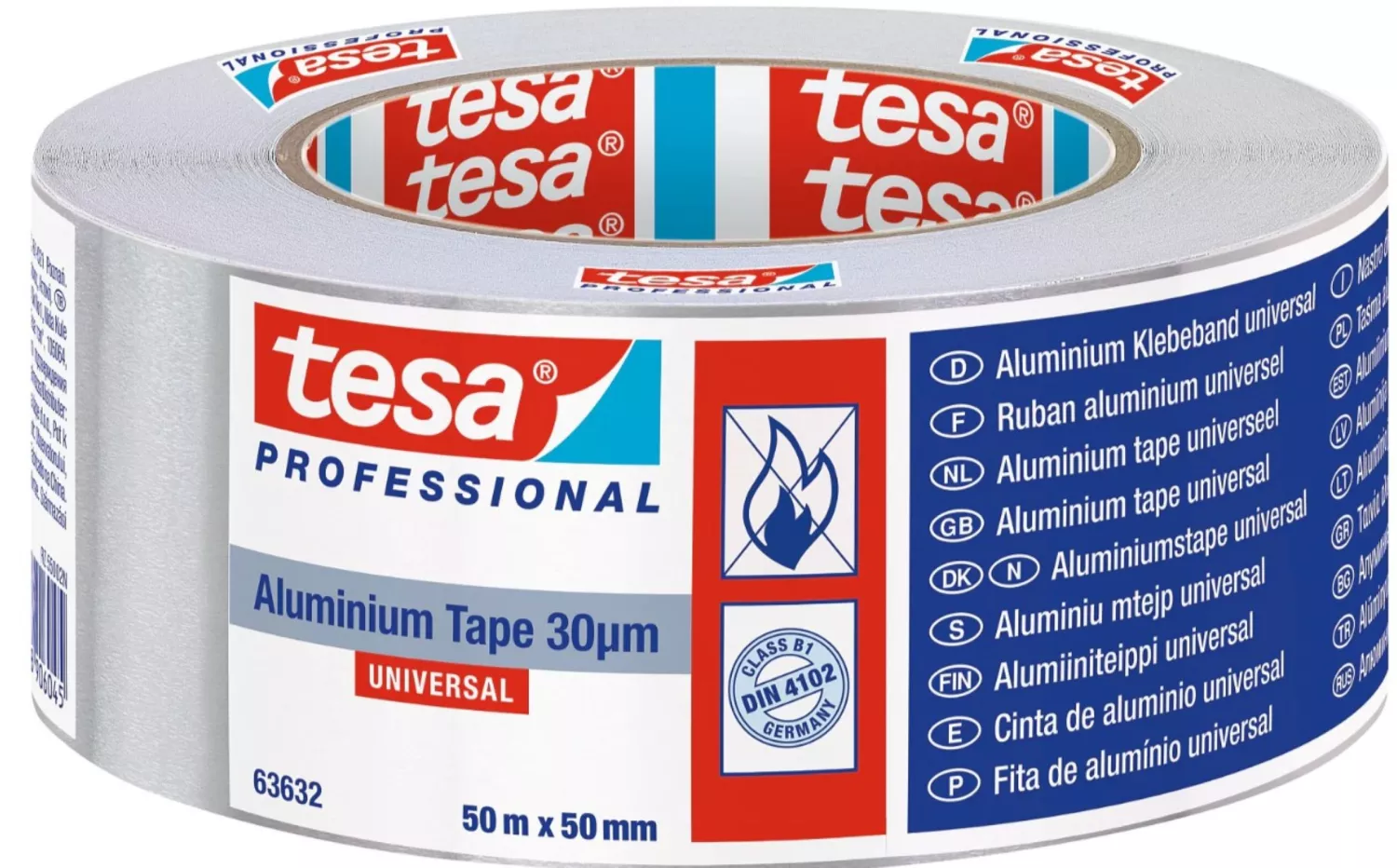 Tesa 63632 Aluminium Tape - 50mm X 50m