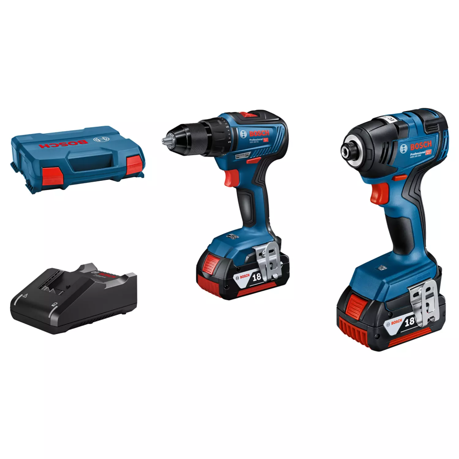 Bosch GDR 18V-200 + GSR 18V-55 Li-ion Accu Combiset (2x 4.0Ah Accu) In L-Case