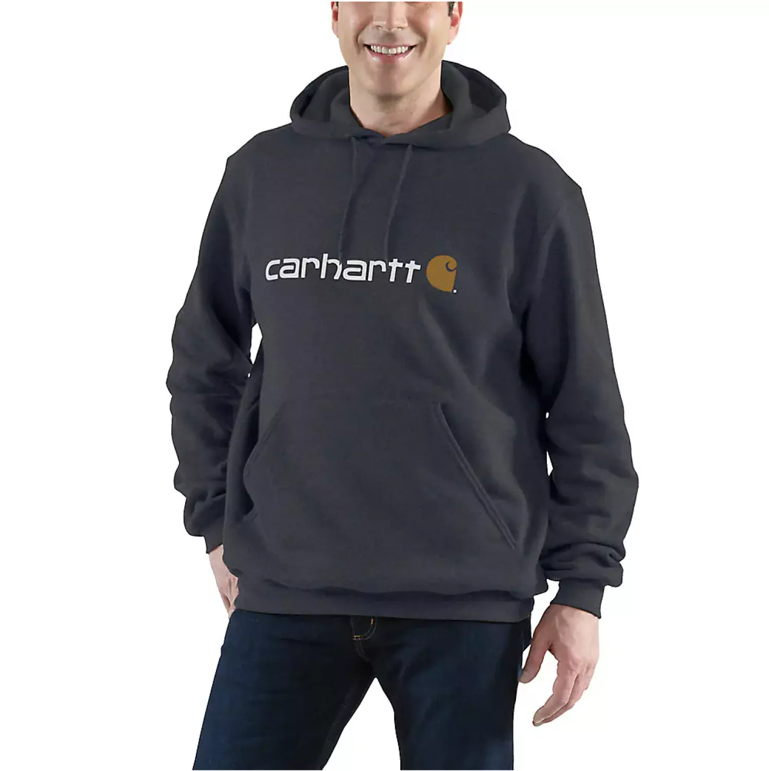 Carhartt 100074 Signature Logo Sweatshirt - Original Fit - Carbon Heather - XL thumbnail 2