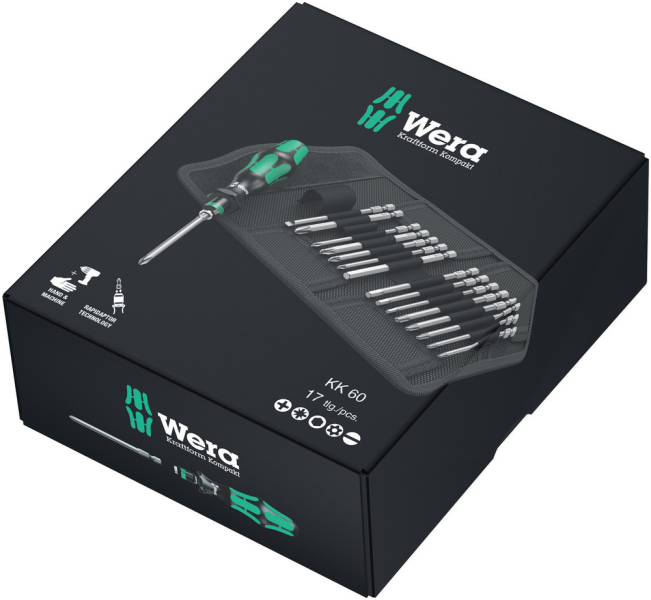 Wera 05059295001 17 Delige Kraftform Kompakt 60 Schroevendraaierset - PH/PZ/HX/TXBO - Detailed view of the product