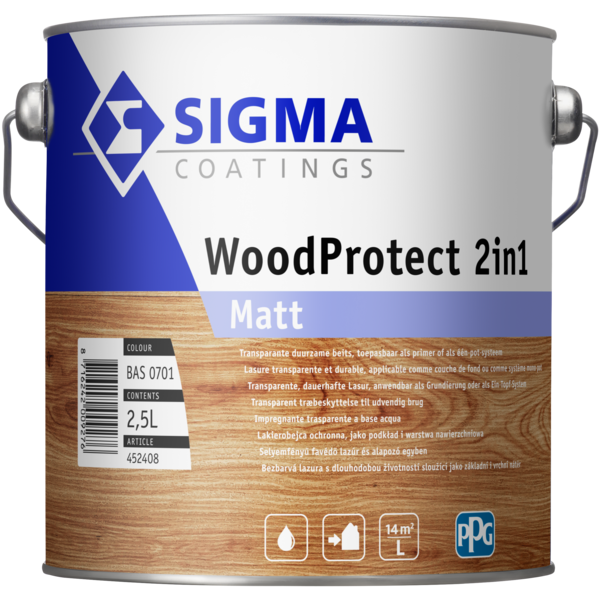 sigma woodprotect 2in1 matt kleurloos 2.5 ltr