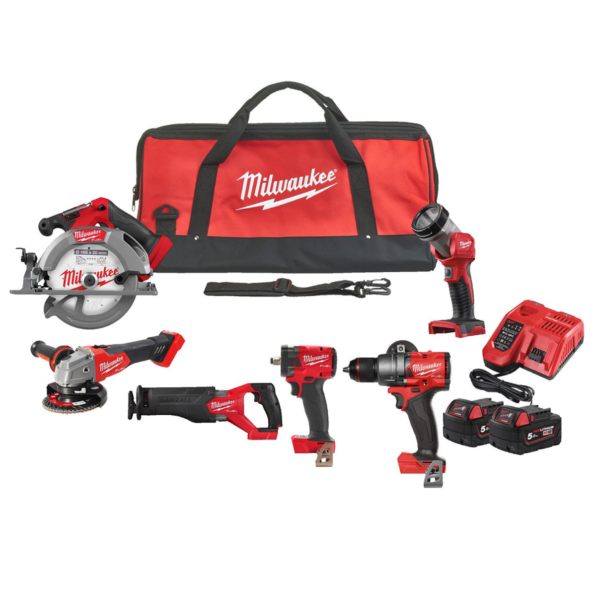 Milwaukee M18 FPP6H3-502B 18V Li-ion cordless 6-Piece combi set in transport bag