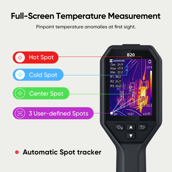 HIKMICRO B20 Warmtebeeld Camera -20ºC Tot 550ºC - 320 X 240px - 16GB - IP54 - Detailed view of the product