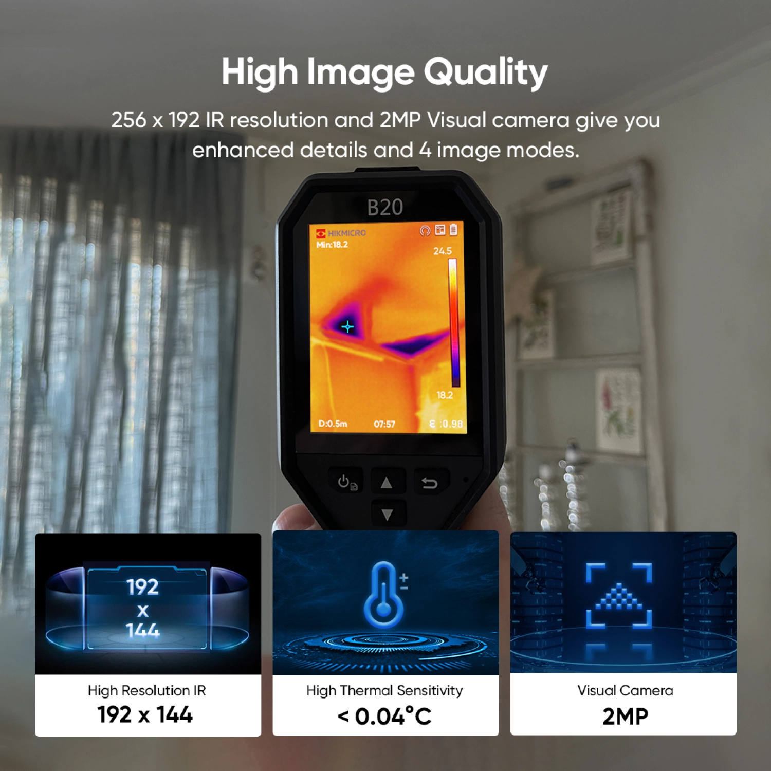 HIKMICRO B20 Warmtebeeld Camera -20ºC Tot 550ºC - 320 X 240px - 16GB - IP54 thumbnail 4