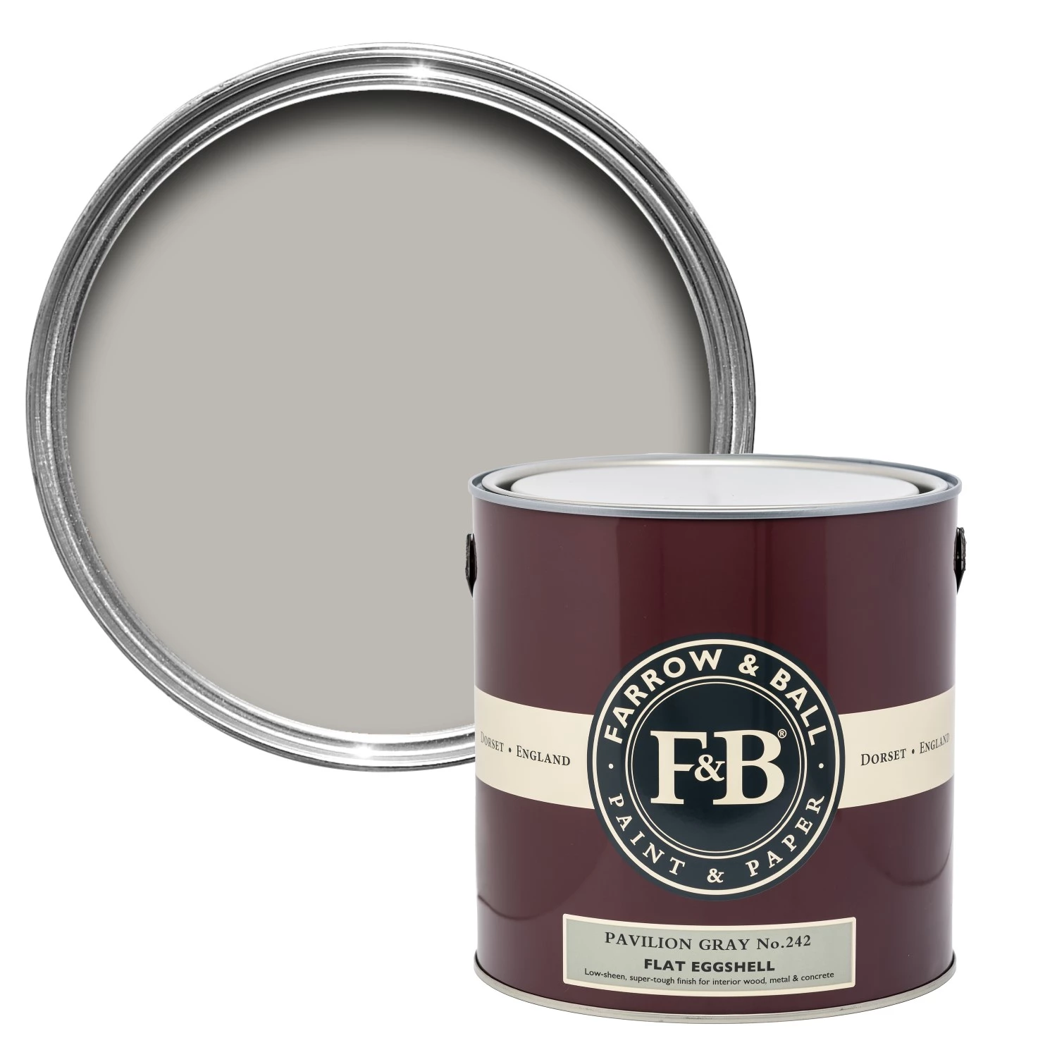 Farrow&Ball Flat Eggshell Pavilion Gray No.242 - 750ml