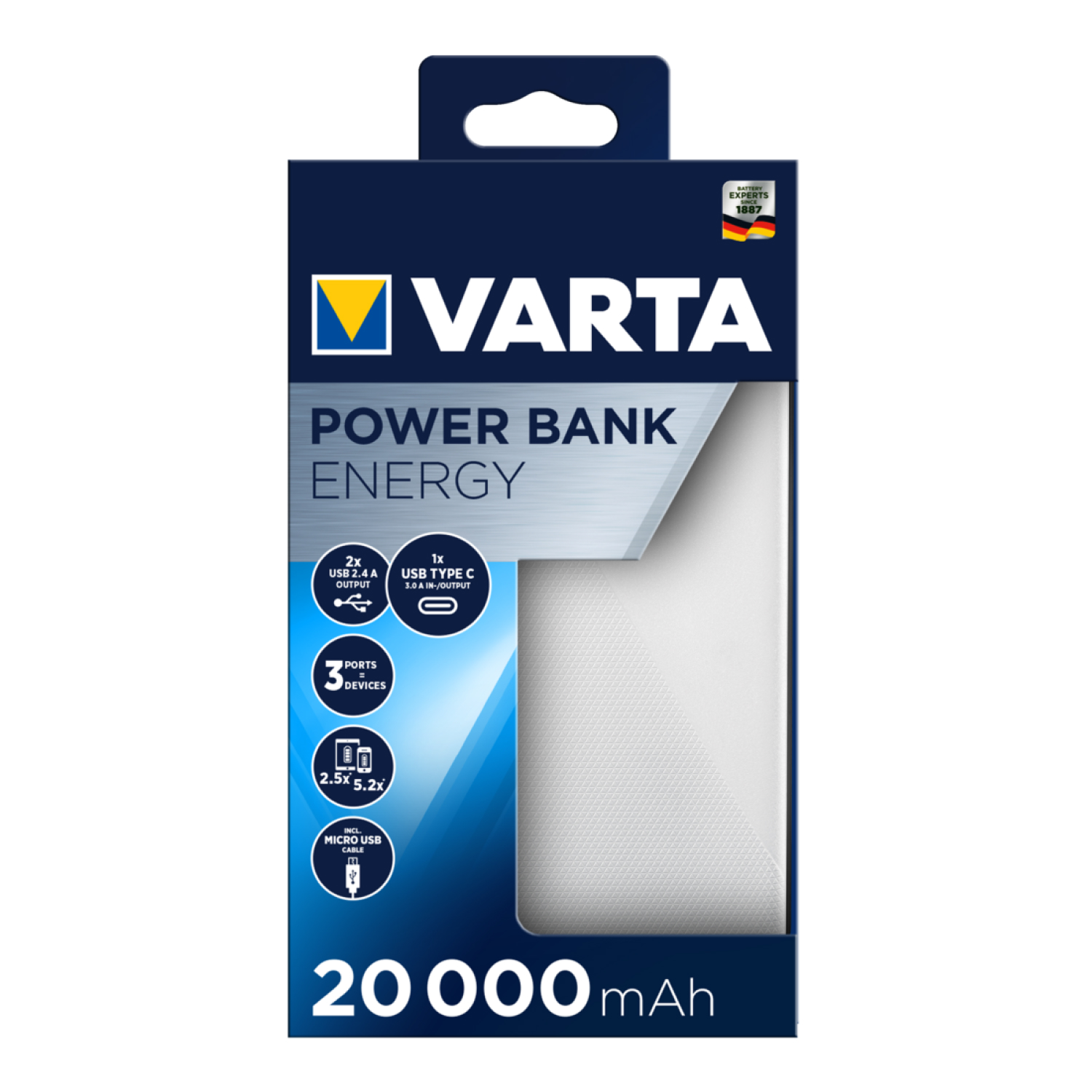 Varta 57978 Powerbank - 20000mAh thumbnail 3