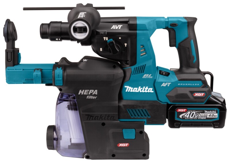 Makita HR002GM204 XGT 40V Max Li-Ion Accu SDS-Plus Combihamer Set (2x 4,0Ah) Incl. Stofafzuigsysteem In Mbox - 2,9J - Koolborstelloos - Detailed view of the product