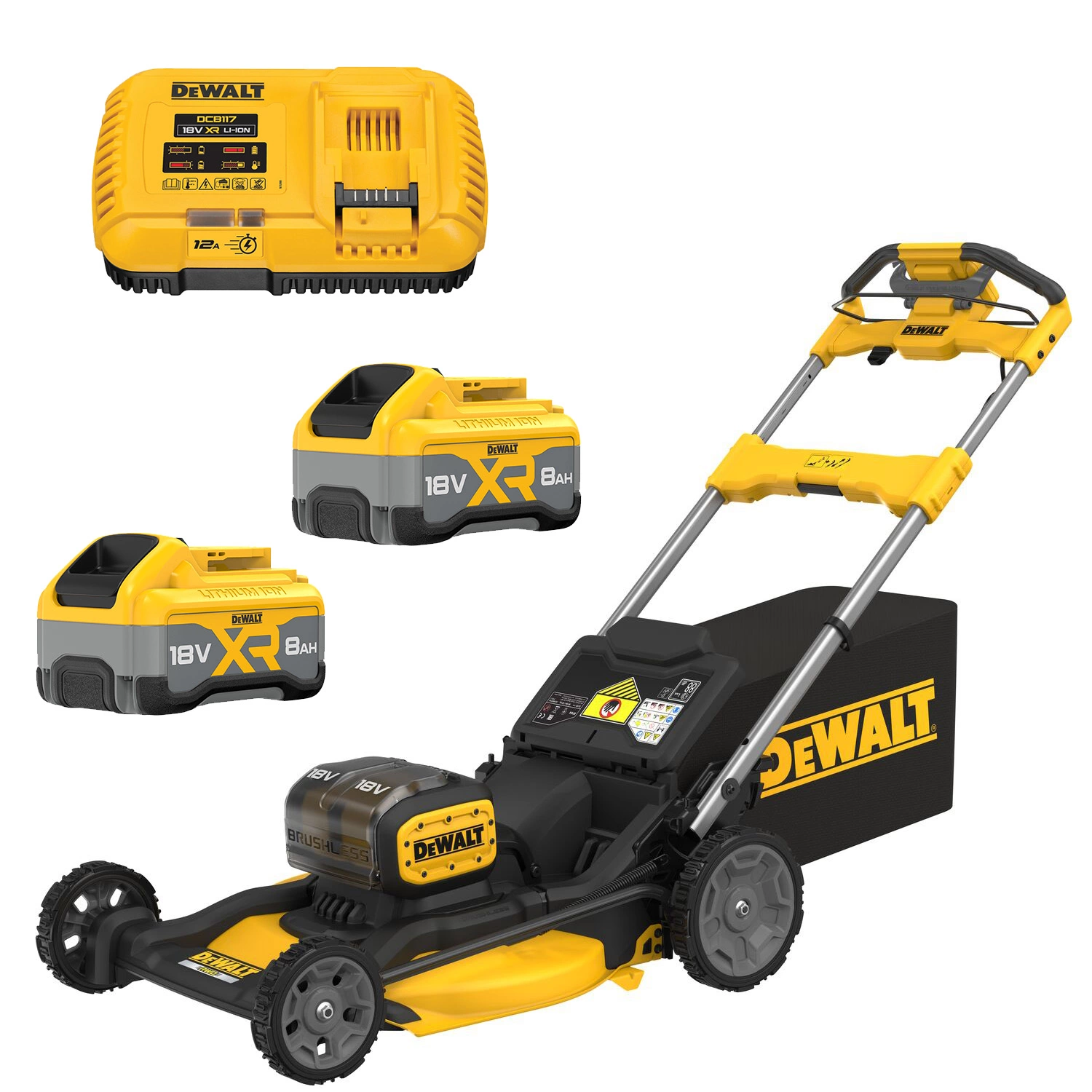DeWALT DCMWSP156W2 18V XR Li-Ion Accu Grasmaaier Set (2x 8.0Ah Accu) - Koolborstelloos - 53cm