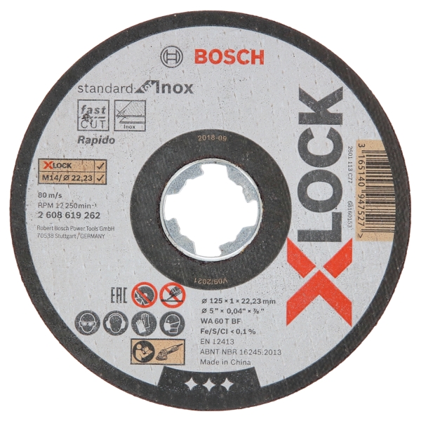 Bosch 2608619262 X-Lock Slijpschijf Standard For Inox - Recht - 125mm