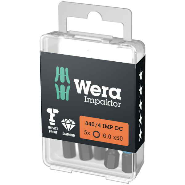 Wera 05057646001 1/4"Impaktor Inbus Bit - 6.0 X 50mm (5st)