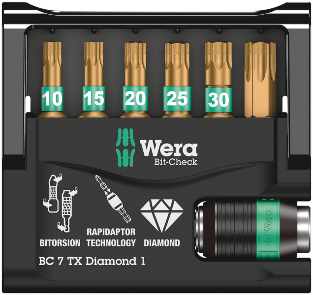 Wera 5057415001 7-delige Bit-Check 7 Diamond Bitset - Torx - Detailed view of the product