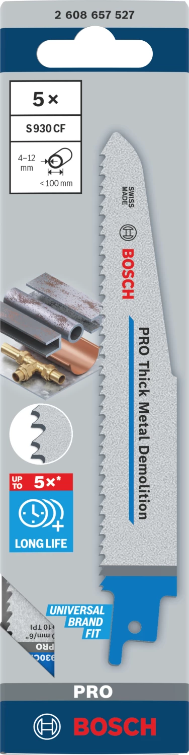 Bosch PRO S930CF Thick Metal Demolition Reciprozaagblad - 150mm - Metaal (5st) thumbnail 2