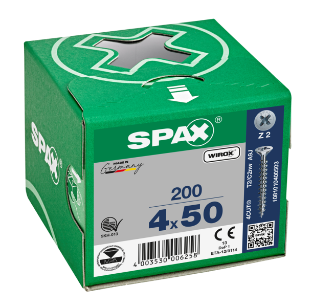 SPAX Universele Schroeven Verzonken Kop - Voldraad - Z2 - 4.0x50 Mm (200st) - Detailed view of the product