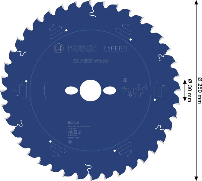 Bosch 2608644080 Expert Cirkelzaagblad - 250 X 30 X 40T - Hout - Carbide - Detailed view of the product