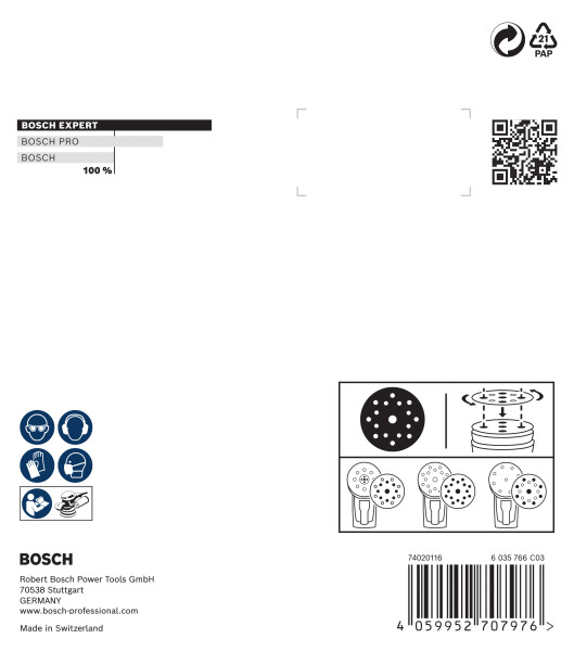 Bosch 2608902399 EXPERT Schuurschijf O780 Met Film Onderlaag - 125mm - K60 (6 Stuks) - Detailed view of the product