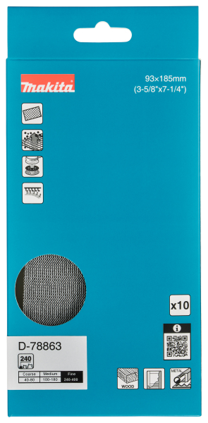 Makita D-78863 Schuurgaas 93x185mm - K240 (10st) - Detailed view of the product