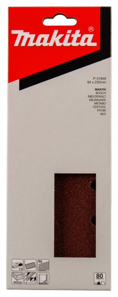 Makita P-31859 Vlak Schuurvel Red - K80 - 93 X 230mm (10st) - Detailed view of the product