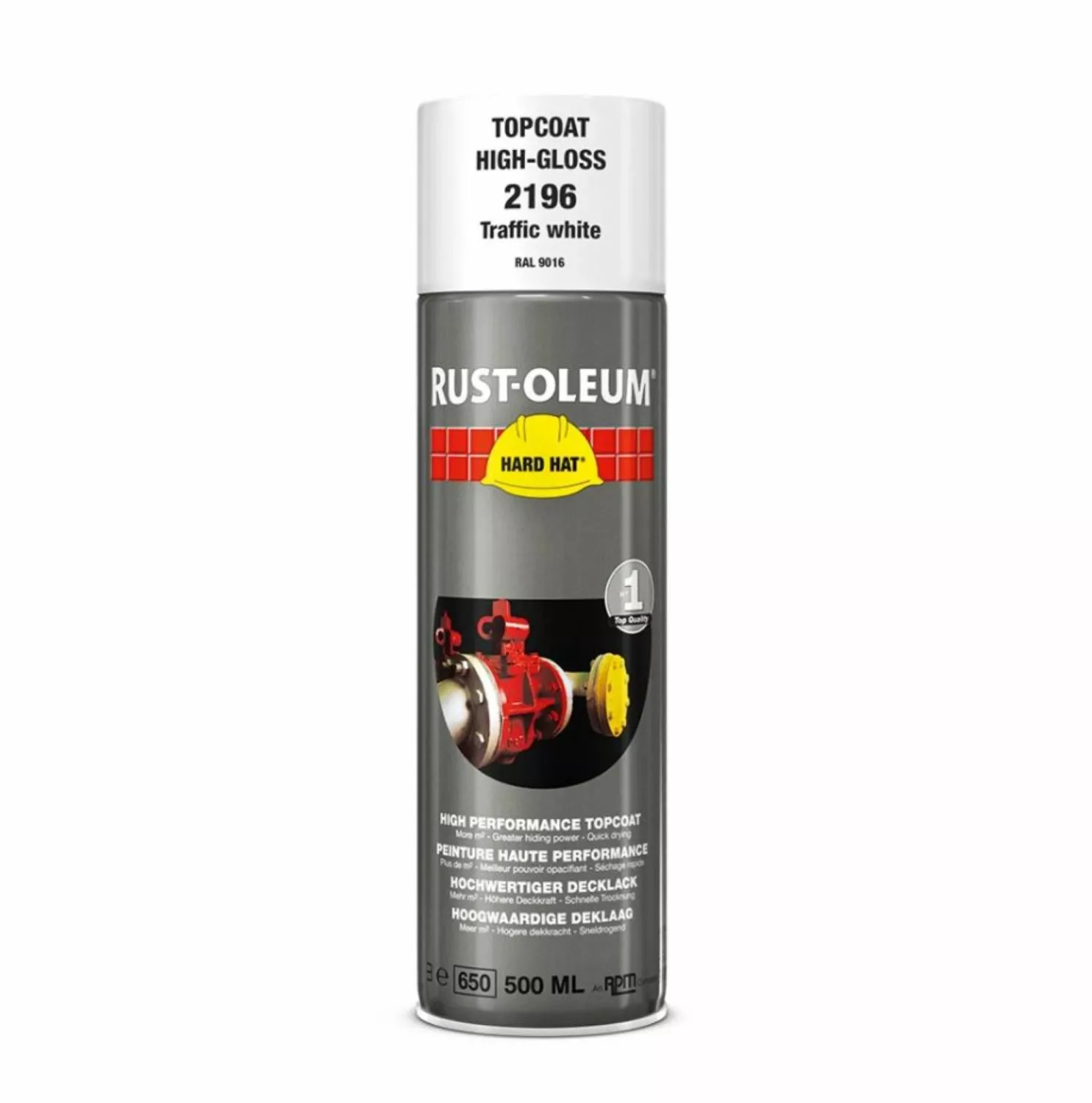 Rust-Oleum Hard Hat Topcoat Spray - Verkeerswit - 0,5L