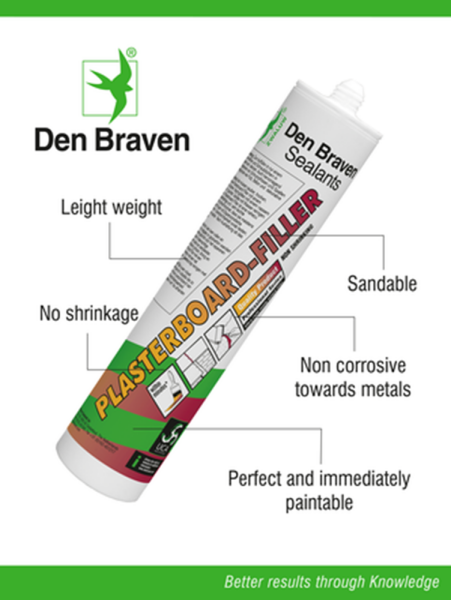 Zwaluw Den Braven 11221202 Plasterboard Filler Vulpasta - Wit - 310ml - Detailed view of the product