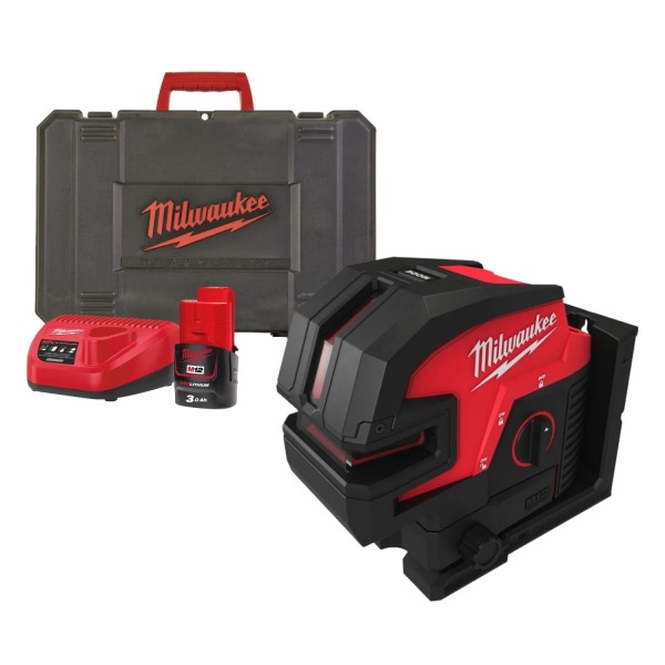 M12 CLLP4-301C | M12™ Groene kruislijnlaser/loodlaser | 3.0 Ah accu + oplader | In koffer - 4933479203