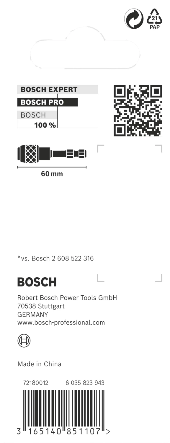 Bosch 2608522320 1/4"Impact Control Bithouder Quick Release - 60mm thumbnail 3