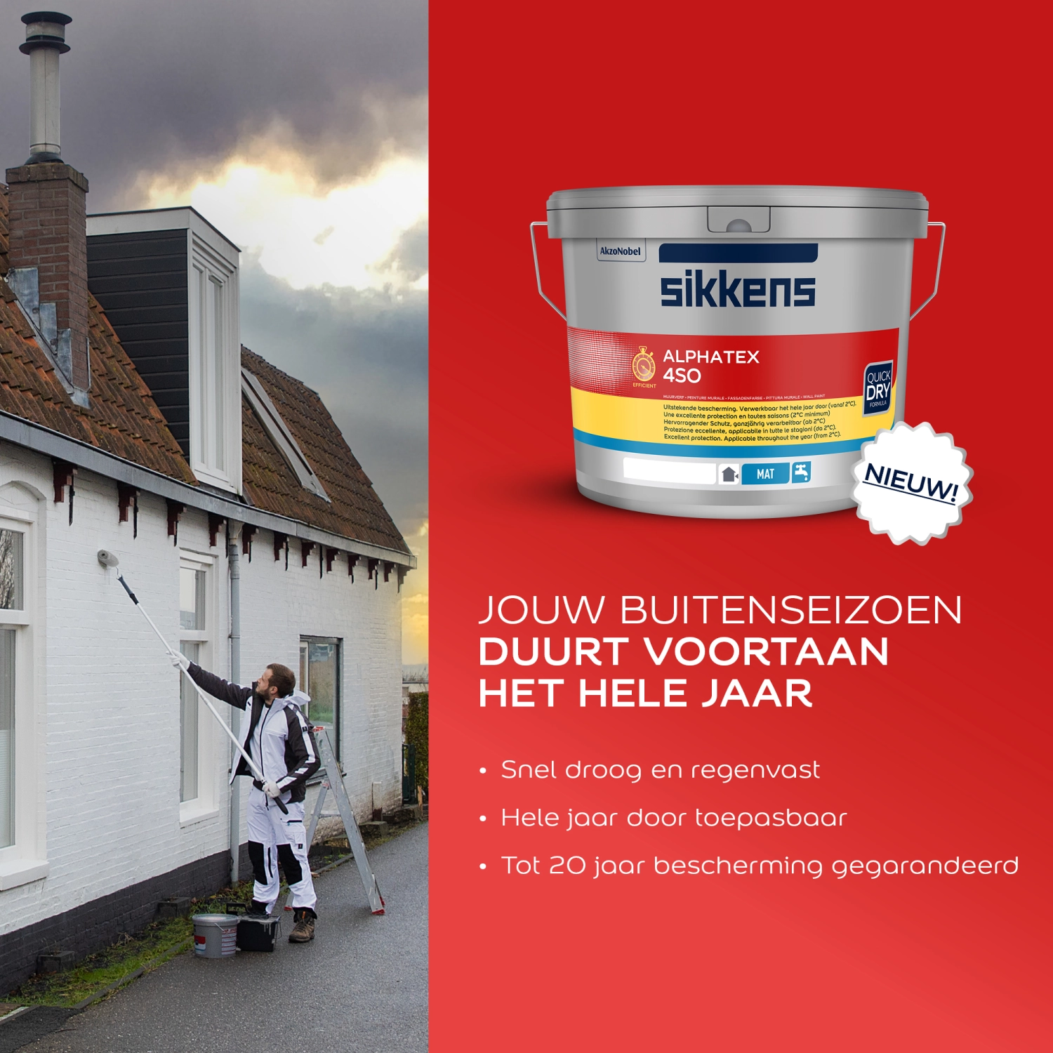 Sikkens Alphatex 4SO Mat Buitenmuurverf - Op Kleur Gemengd - 2,5L thumbnail 2