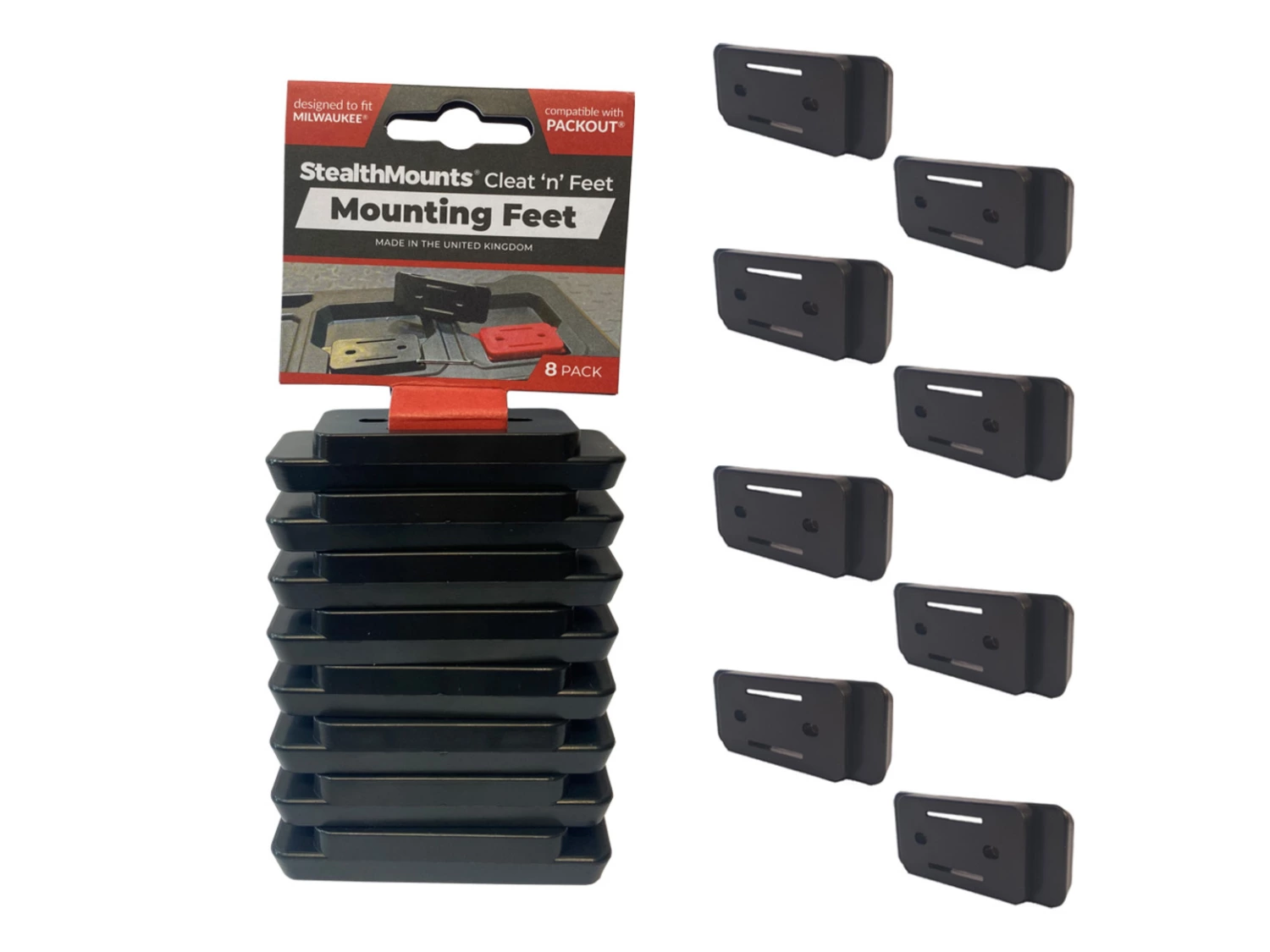StealthMounts PAC-F-01-8 Cleat'n'Feet Mounting Feet Voor Mounting Cleats / Milwaukee PACKOUT - 8 Stuks
