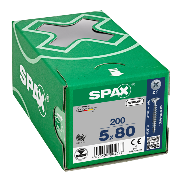 SPAX Universele Schroeven Verzonken Kop - Voldraad - Z2 - 5.0x80 Mm (100st) - Detailed view of the product