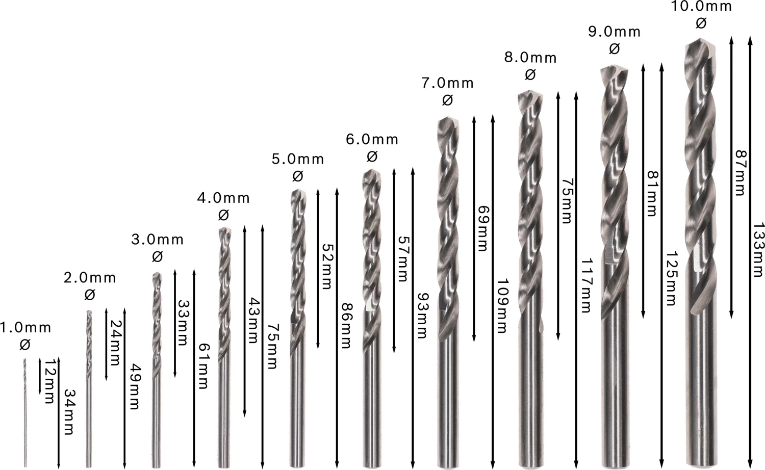 Bosch 2607010535 10-delige HSS-G Metaalborenset Robust Line - 1-10mm thumbnail 4
