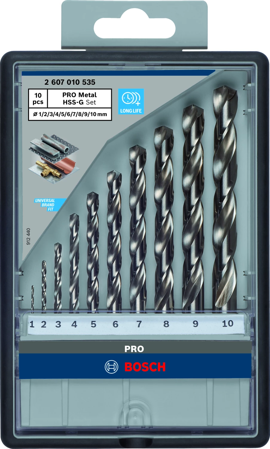 Bosch 2607010535 10-delige HSS-G Metaalborenset Robust Line - 1-10mm thumbnail 2