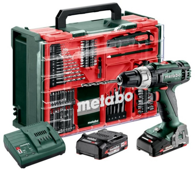 Metabo BS 18 L SET Accu-boorschroefmachine 18 V | 2 x 2.0 Ah accu + lader | In kunststof koffer + 74-delige mobiele werkplaats - 602321710