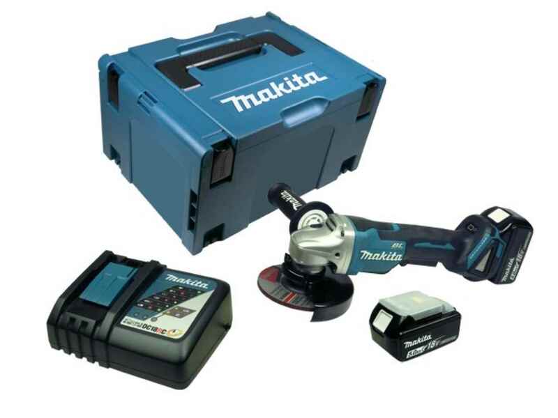 Makita DGA508RTJ 18V Li-Ion Accu Haakse Slijper Set (2x 5.0Ah Accu) In Mbox - 125mm - Koolborstelloos - Softstart