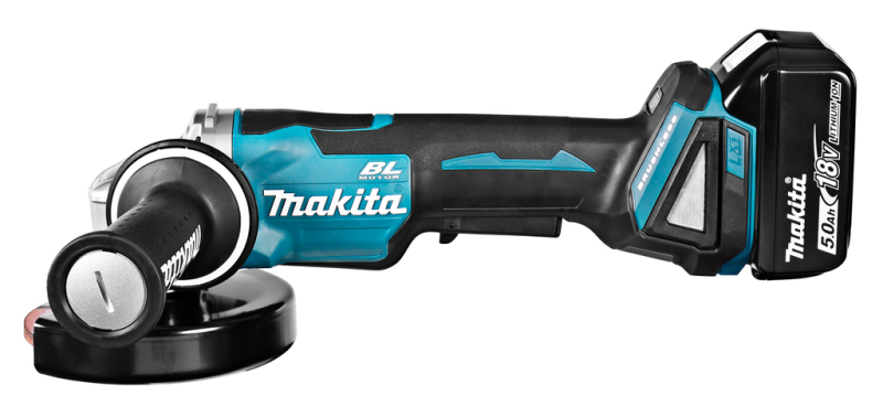 Makita DGA508RTJ 18V Li-Ion Accu Haakse Slijper Set (2x 5.0Ah Accu) In Mbox - 125mm - Koolborstelloos - Softstart - Detailed view of the product