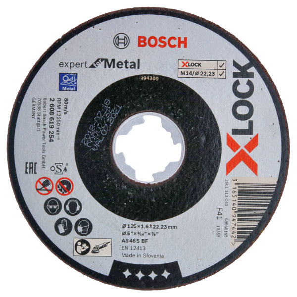 Bosch 2608619254 X-Lock Slijpschijf Expert For Metal - Recht - 1,6 X 125mm